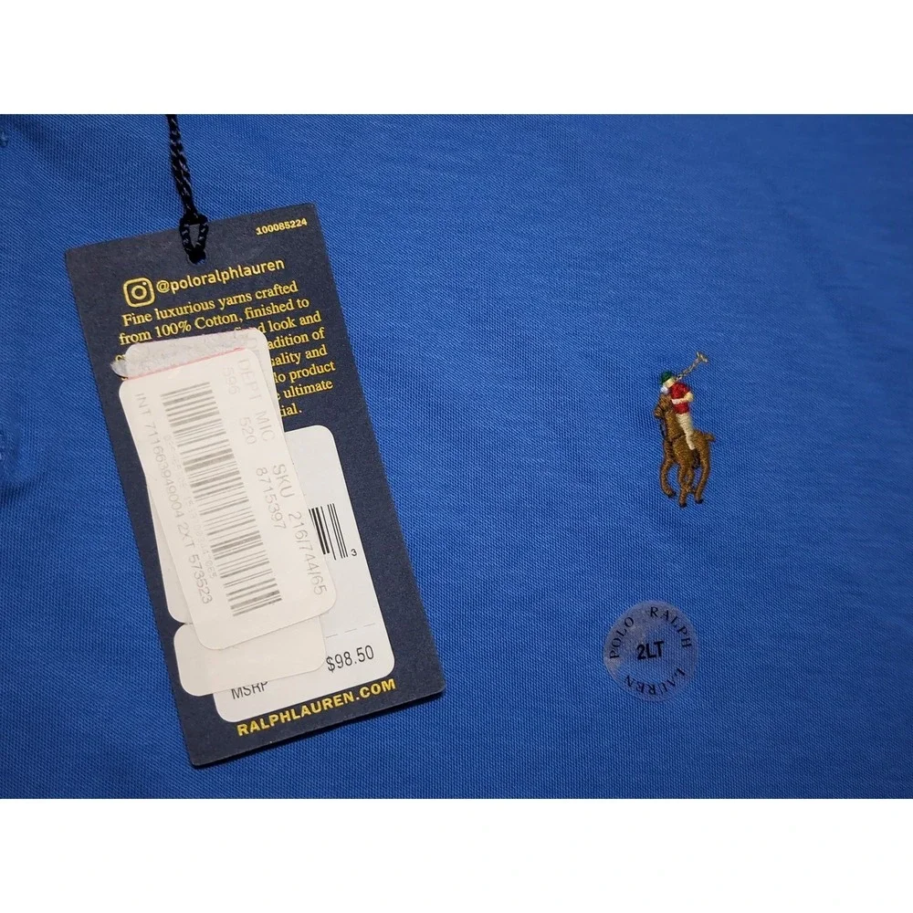 POLO RALPH LAUREN Short Sleeve Shirt Solid Blue 2XLT XXL 2XL Tall ~ New